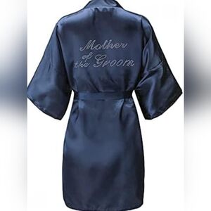 New Navy Blue Silky Satin Robe - Mother of the Groom